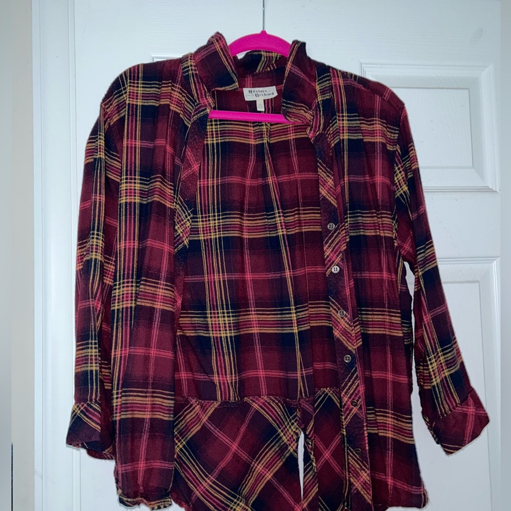 burgundy button up flannel